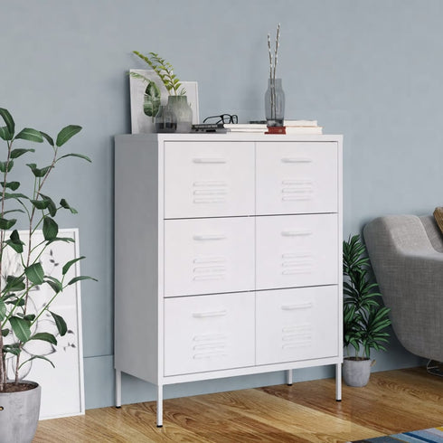 Lady Jillian -  Drawer Cabinet White 80x35x101,5 cm Steel